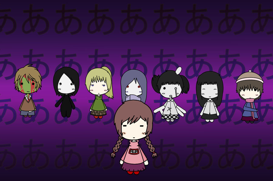 Yume Nikki Madotsuki, Monoe, Monoko, Poniko, Seccom Masada-sensei, Shitai-san, Mafurako, Yuki-onna