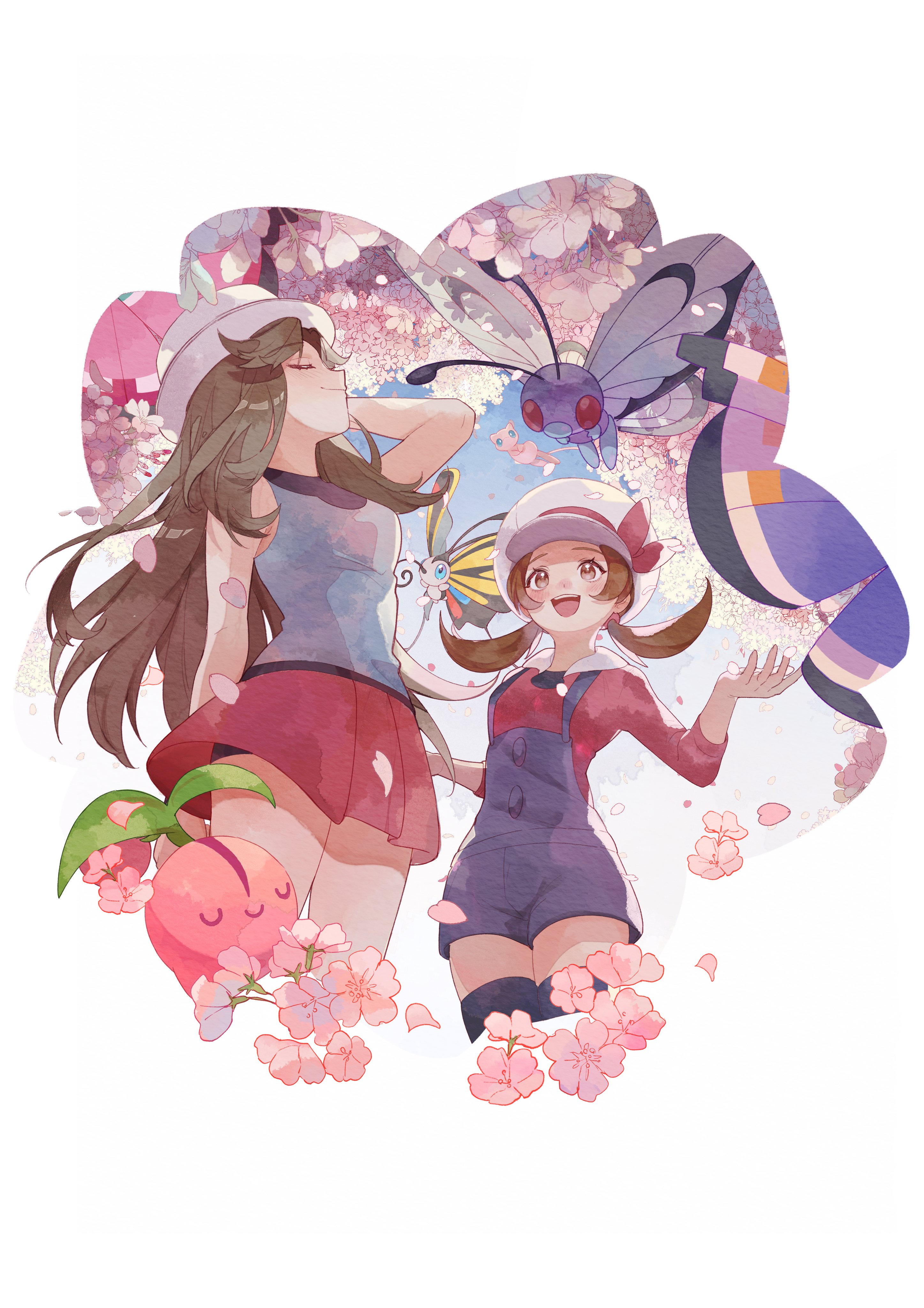 Pokémon Kotone, Lyra, Leaf, Mew, Beautifly, Butterfree, Cherubi